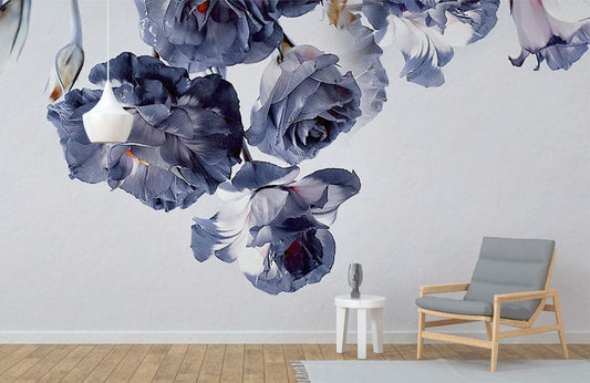 Elegant Midnight Floral Bloom Mural Wallpaper