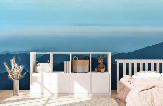 Wallpaper mural with Mountains and a Blue Vault for use in Bedroom Decorations