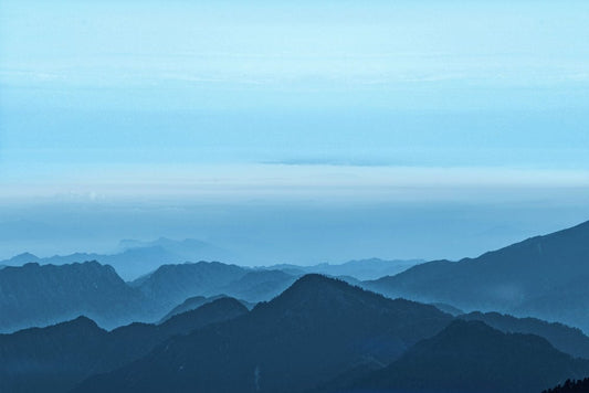 Misty Mountain Range Blue Mural Wallpaper