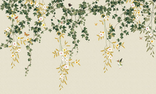Neutral Weeping Leaves Wallpaper Mural