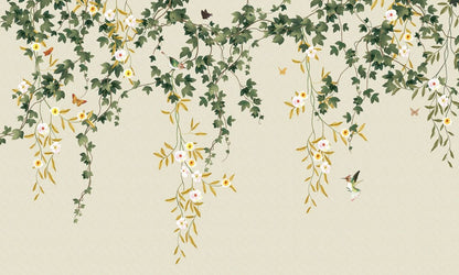 Neutral Weeping Leaves Wallpaper Mural