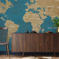 Vintage World Map Textured Mural Wallpaper