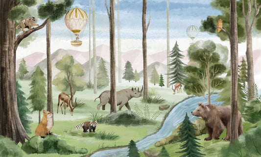 Enchanted Forest Animal Scenic Mural Wallpaper