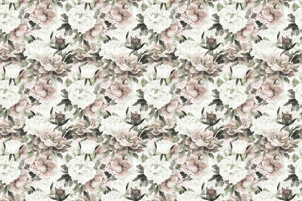 Elegant Neutral Floral Peel Stick Mural Wallpaper