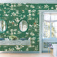 Emerald Green Floral Vintage Wallpaper Mural