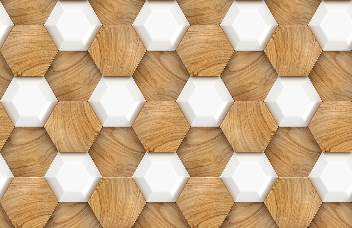 Modern Geometric Wood Texture Wallpaper Mural