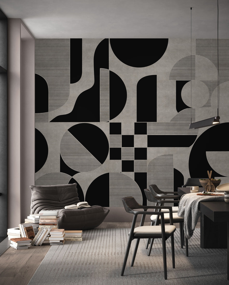 Modern Geometric Contrast Mural Wallpaper