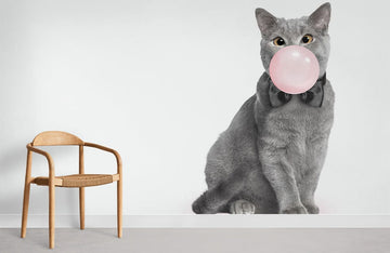 Kitty Blowing Bubble Wallpaper Mural