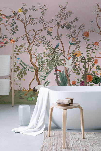 Blossom Serenade Mural Wallpaper in bathroom