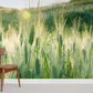 Soothing Green Wheatfield Mural Wallpaper