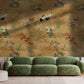 Golden Meadow Cranes Mural Wallpaper