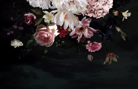 Moody Floral Blooms Dark Mural Wallpaper