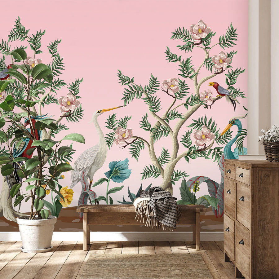 Vector Flower & Bird II Wallpaper Mural