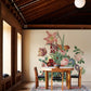 mural of multi-colored flowers for the dining room