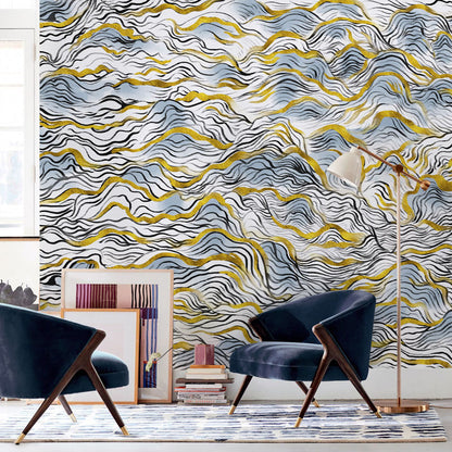 Abstract Mountain Wallpaper Mural in living room