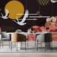 Midnight Cranes & Blossoms Mural Wallpaper