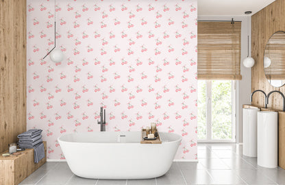 Heart Cherry Mural Wallpaper in bathroom