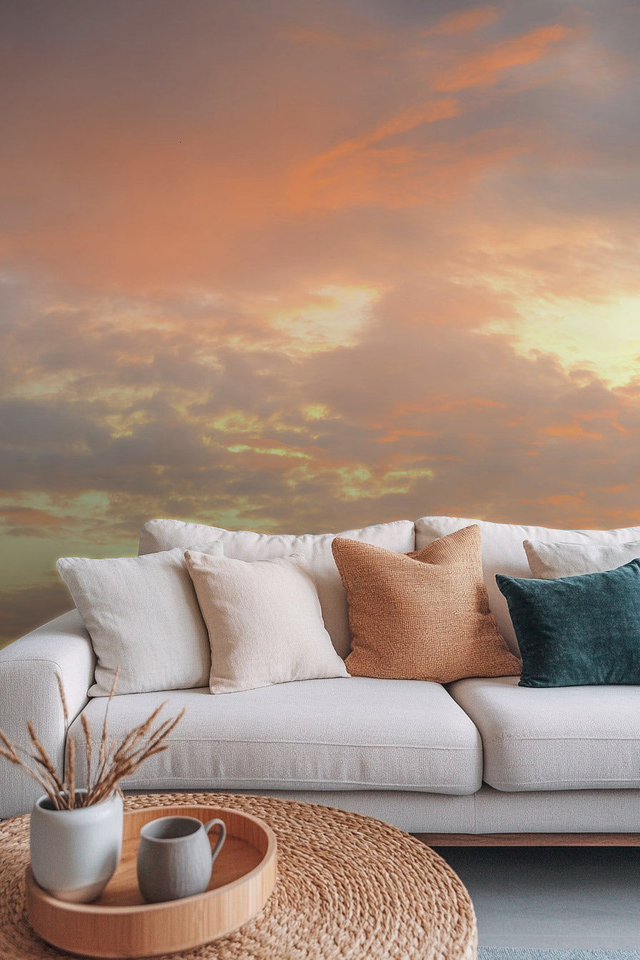 Golden Sunset Glow Mural Wallpaper