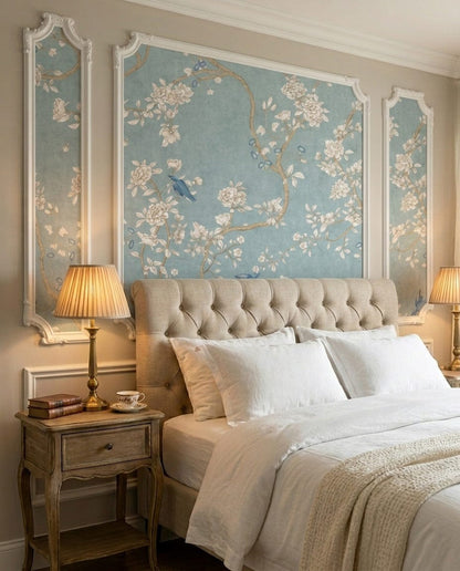 Elegant Blossom & Bluebird Garden Wallpaper