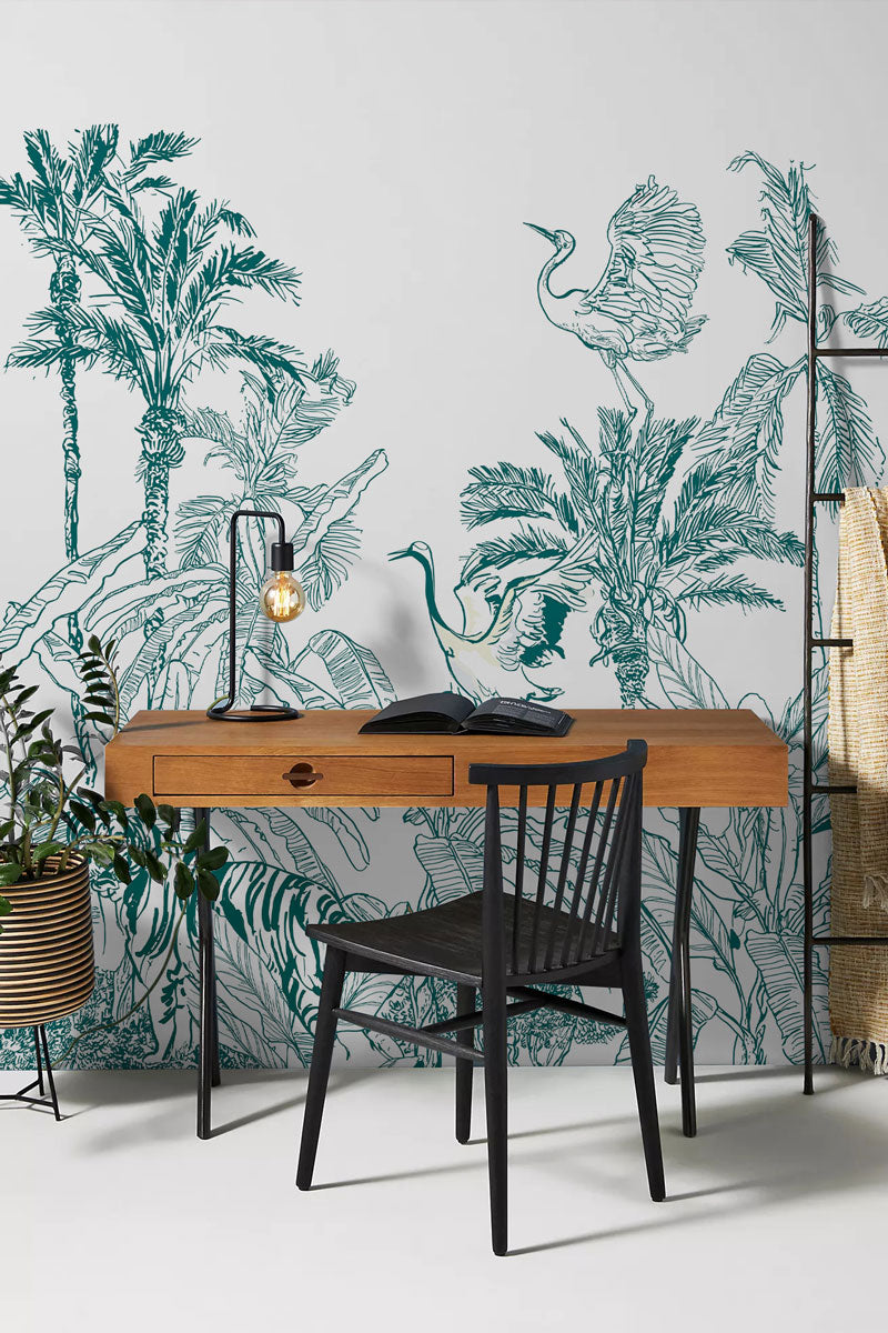 Tropical Wilderness Harmony Mural Wallpaper in office