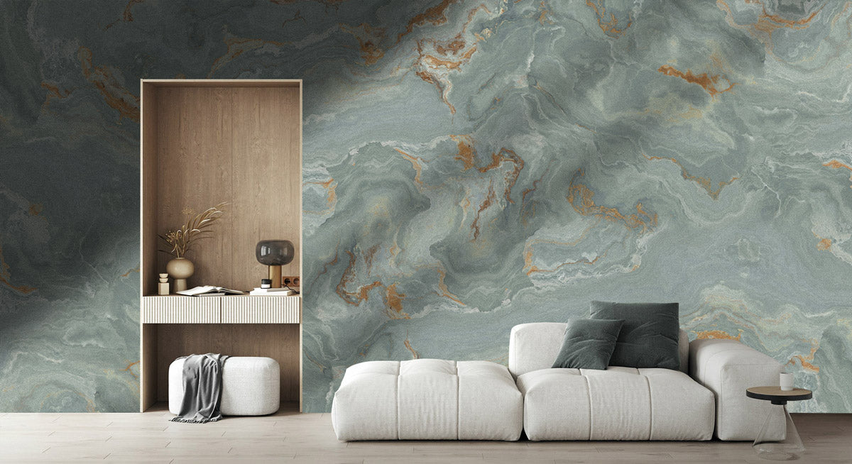 Azure Harmony Marble Mural Wallpaper