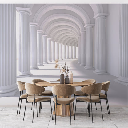 Endless Classic Columns Mural Wallpaper in dining room