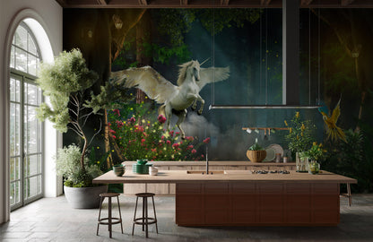 Majestic Pegasus Realm Mural Wallpaper in kitchen