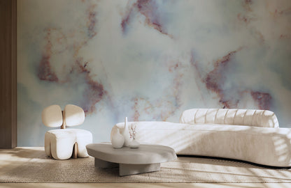 Blush Quartz Marble Mural Wallpaper in living room