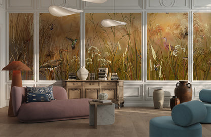 Wild Meadow Serenity Mural Wallpaper in living room
