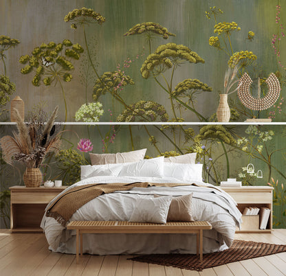 Floral Vine Wallpaper Mural in bedroom