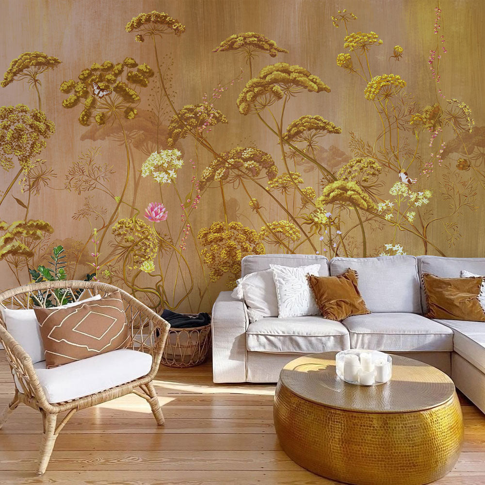 Floral Vine Wallpaper Mural III in living room