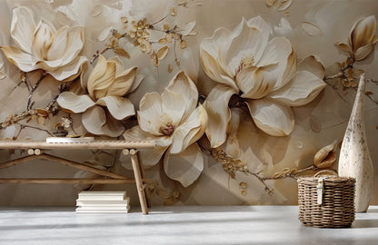 Vintage Floral Elegance Mural Wallpaper in living room
