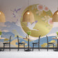 Golden Sunrise & Cranes Mural Wallpaper in dining area