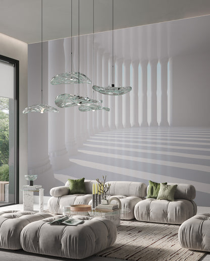 Timeless Column Perspective Mural Wallpaper in living room