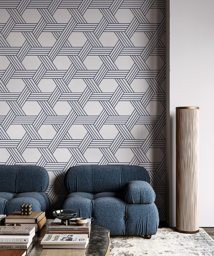 Interwoven Hexagonal Illusion Mural Wallpaper