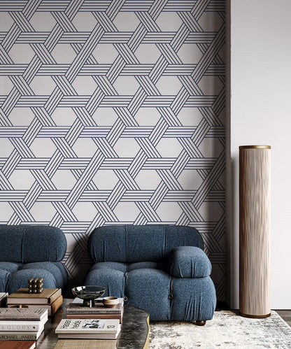 Interwoven Hexagonal Illusion Mural Wallpaper