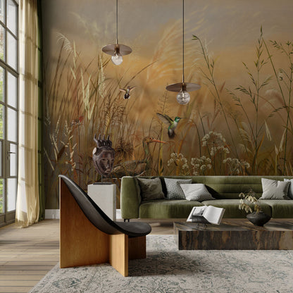 Wild Meadow Serenity Mural Wallpaper in living room