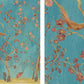 Vintage Blue Floral Bird Mural Wallpaper