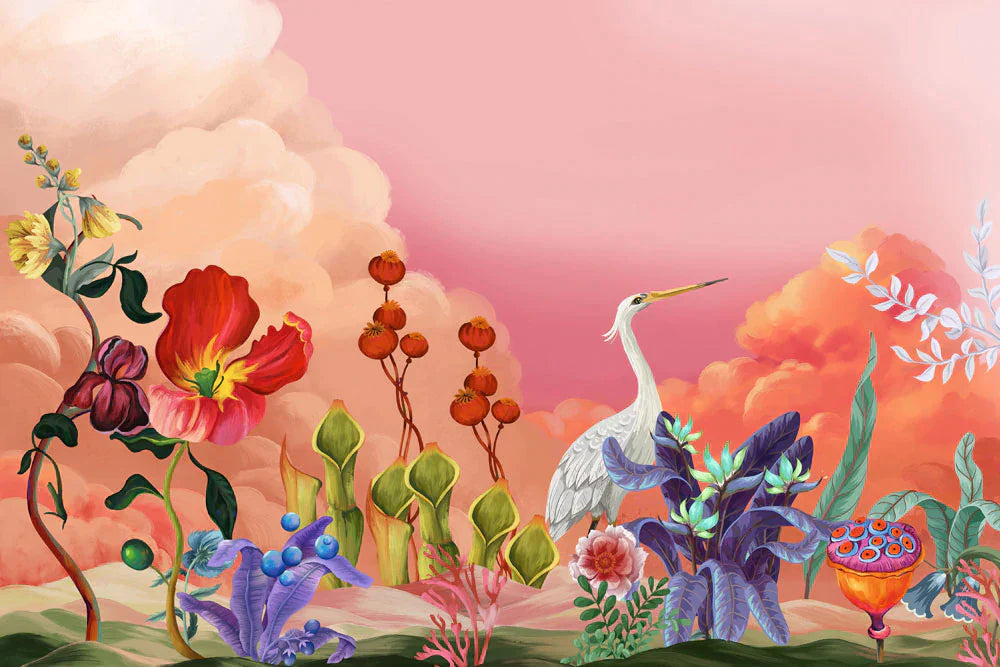 Enchanted Garden Birds Floral Wallpaper Mural