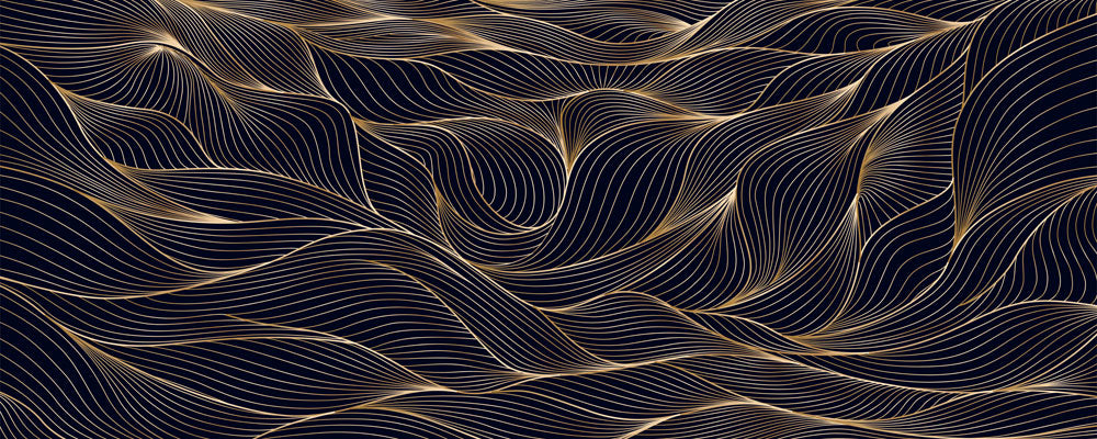 Golden Wave Lines Mural Wallpaper