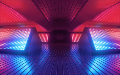 Neon Horizon Vortex Mural Wallpaper
