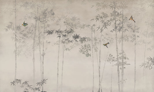 Misty Bamboo Grove Mural Wallpaper