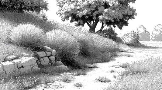 Ink Meadow Path Mural Wallpaper