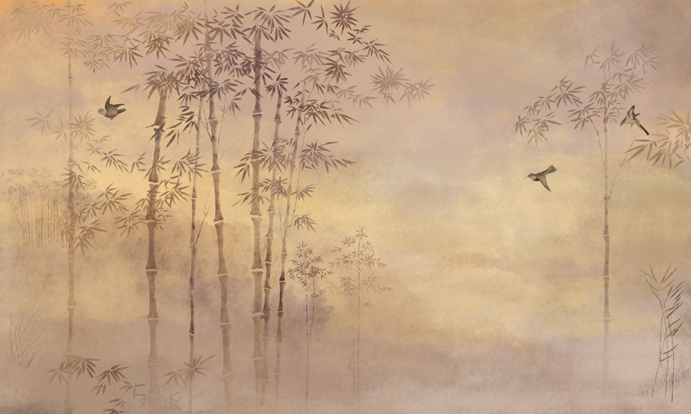 Golden Bamboo Forest Mural Wallpaper