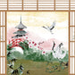 Cranes at Tranquil Pagoda Mural Wallpaper