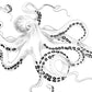 Nautical Black White Octopus Wallpaper