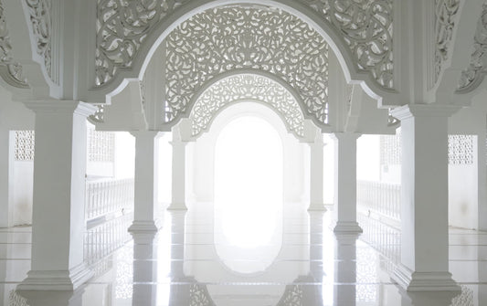 Elegant Arched Sanctuary Mural Wallpaper in hall or corridor