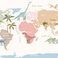 Dinosaur World Map Kids Wallpaper