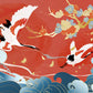 Crane Dance Amidst Ocean Waves Mural Wallpaper