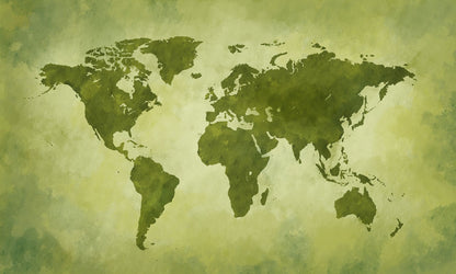 Green World Map Wallpaper Mural